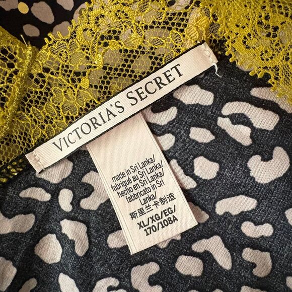 Victoria's Secret Leopard Print Camisole‎ Lace Trim Gold Metallic Sexy Size XL - Picture 4 of 5